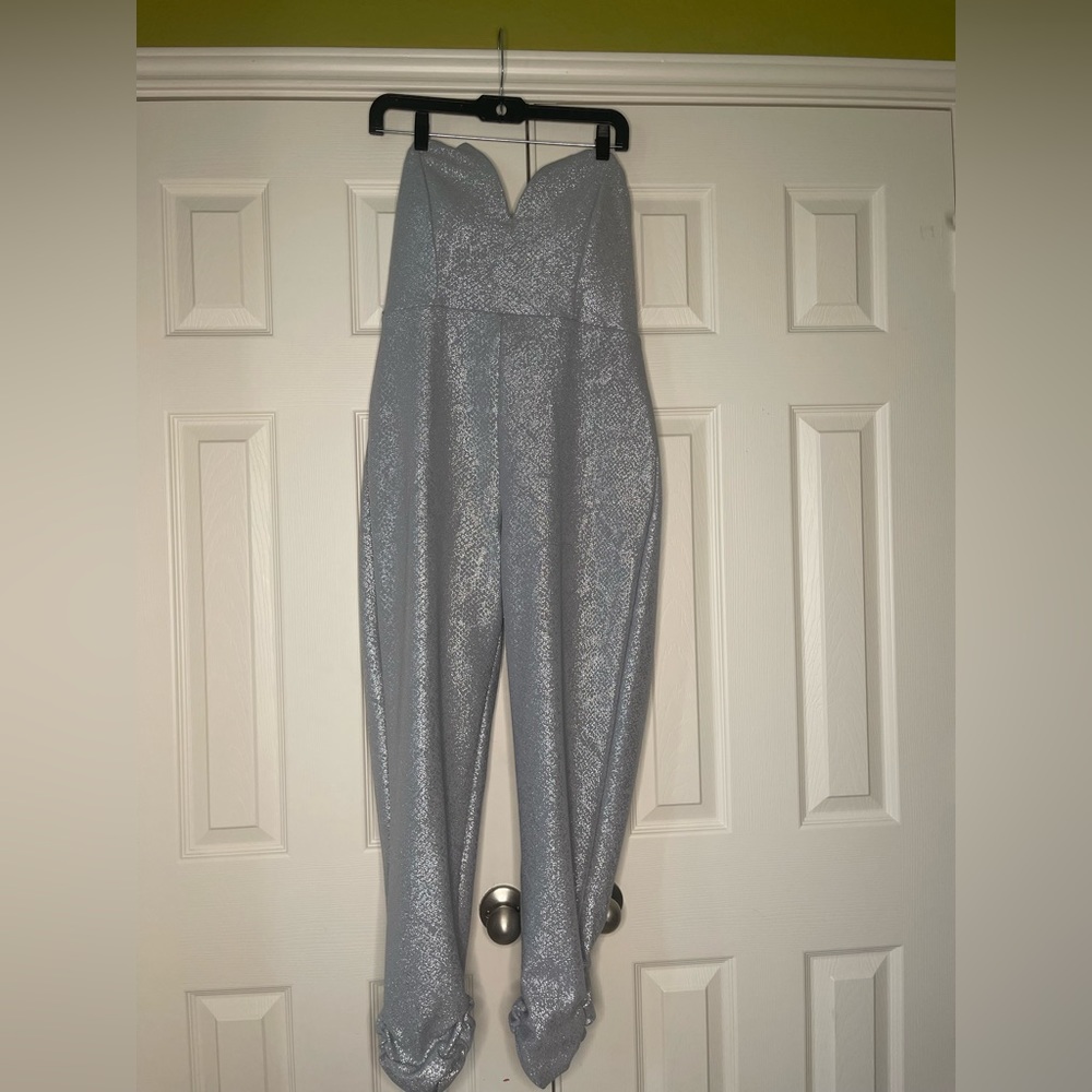 Sexy Silver strapless jumpsuit